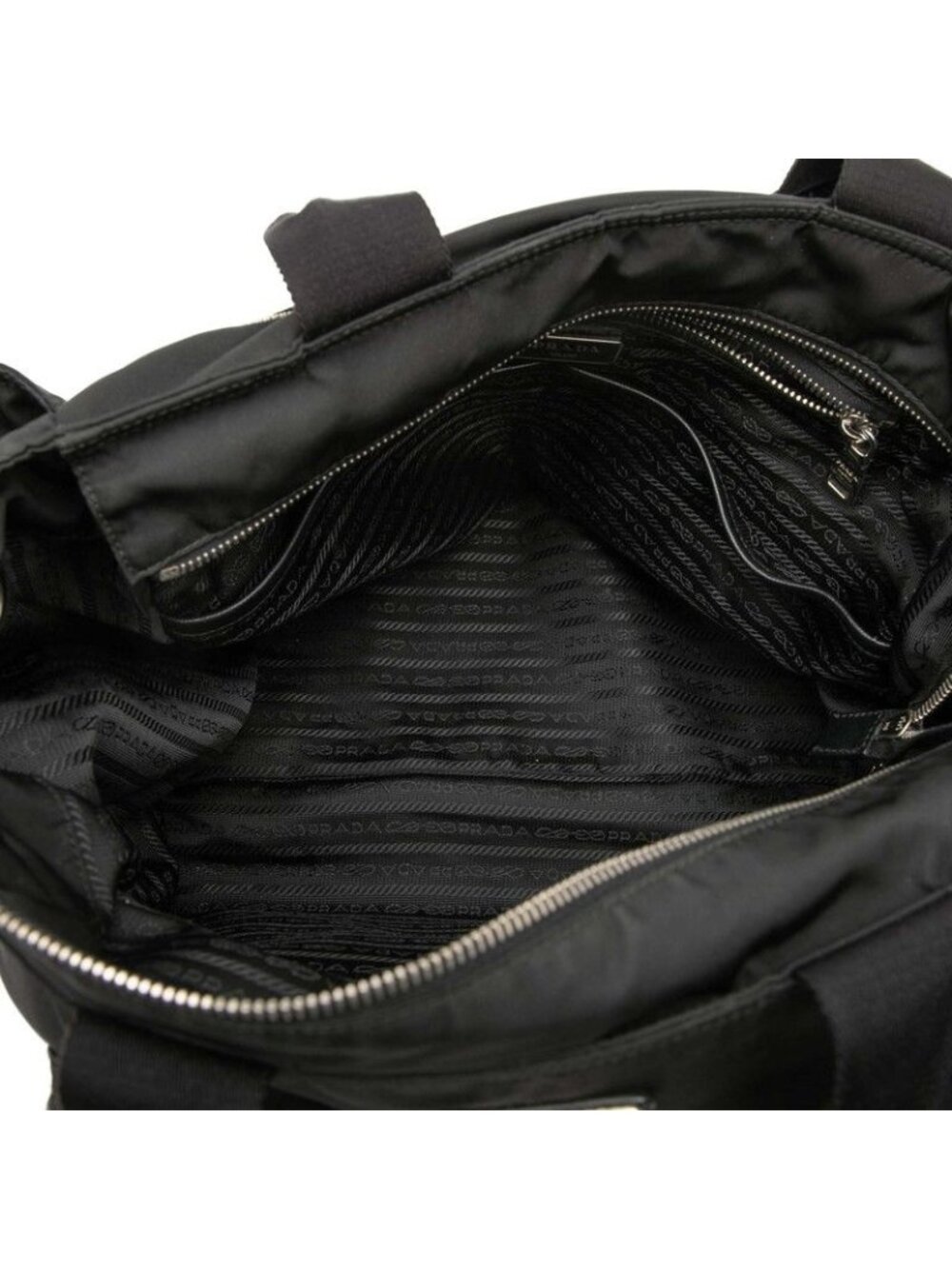 Prada Triangle Logo Mother's 2-Way Shoulder Bag Black Nylon - Picture 4 of 5